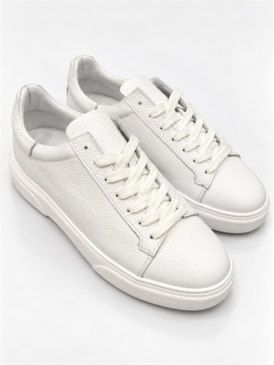 Erkek %100 Deri Sneaker Ayakkabı-Beyaz