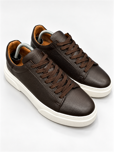 Erkek %100 Deri Sneaker Ayakkabı-Kahve