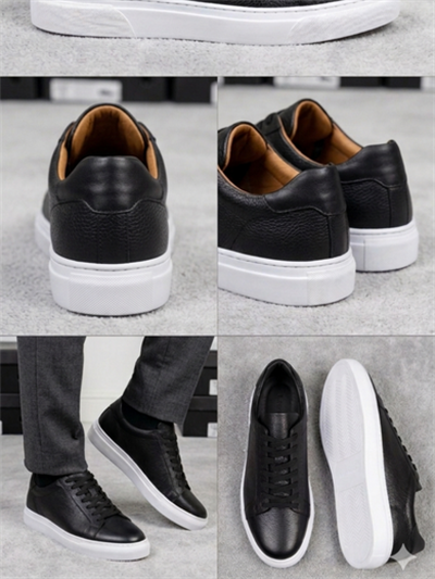 Erkek %100 Deri Sneaker Ayakkabı-Siyah