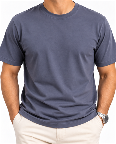 Erkek Basic Rayon Kumaş Tişört-Gri