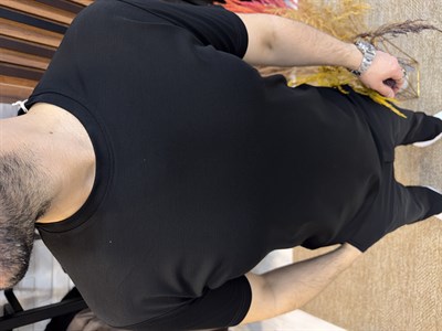 Erkek Basic Rayon Kumaş Tişört-Siyah