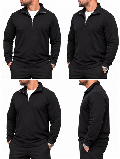 Fermuarlı Comfort Fit Sweatshirt – Siyah