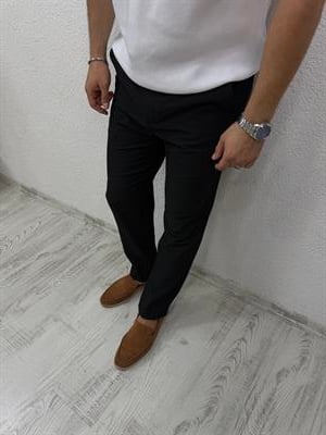 Jogger Şık Pantolon Gofre Kumaş - Siyah