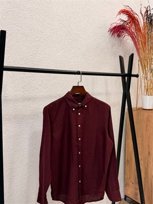 Ham keten gömlek-Bordo