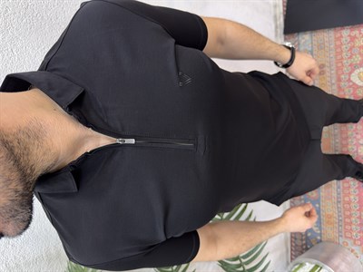 İtalyan Yaka Fermuarlı Tshirt-Siyah