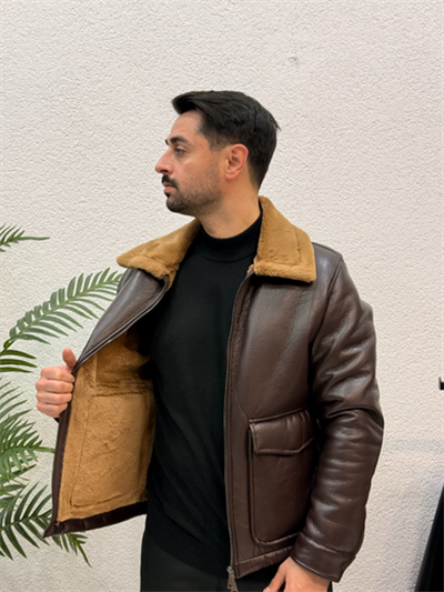 KAHVE PREMİUM KALIN KÜRKLÜ MONT ÇİFT FERMUARLI