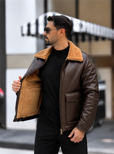 KAHVE PREMİUM KALIN KÜRKLÜ MONT ÇİFT FERMUARLI