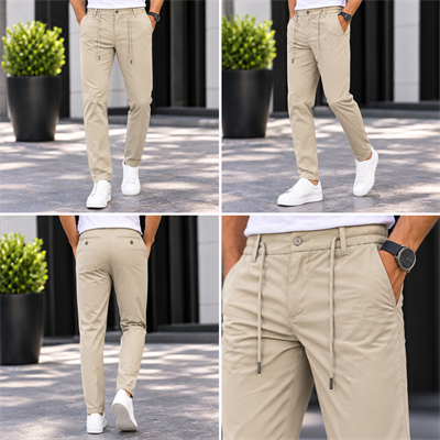 Mikro Kumaş Full Likralı Erkek Jogger Pantolon-Taş