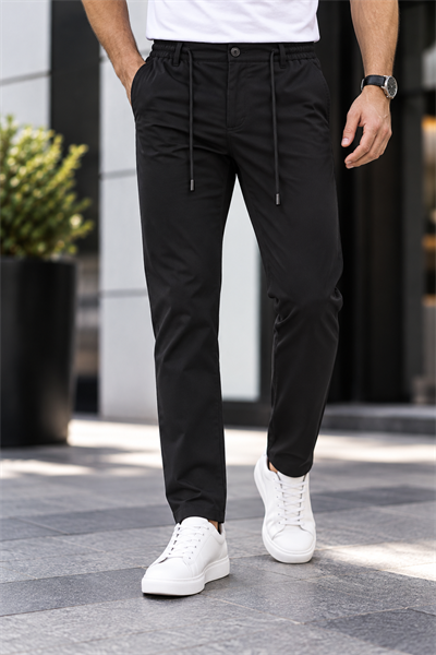 Mikro Kumaş Full Likralı Erkek Jogger Pantolon-Siyah