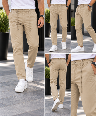 Mikro Kumaş Full Likralı Erkek Jogger Pantolon-Bej