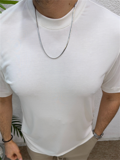 Modal Kumaş Premium Tshirt-Ekru