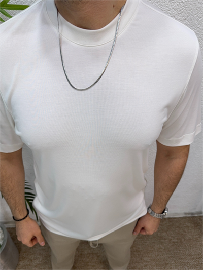 Modal Kumaş Premium Tshirt-Ekru