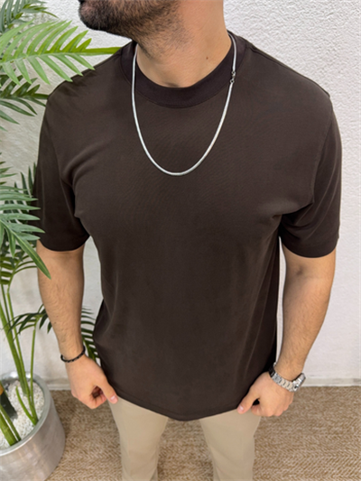 Modal Kumaş Premium Tshirt-KAHVE