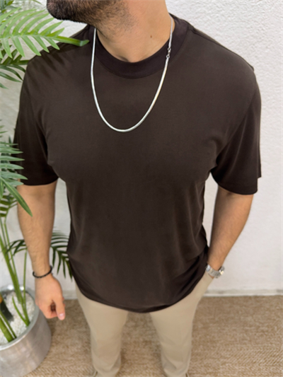 Modal Kumaş Premium Tshirt-KAHVE