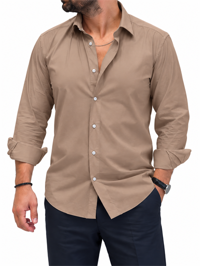 Non-İron Gömlek-Kahve