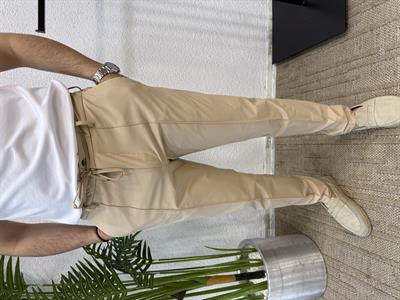 Paraşüt Kumaş Pantolon - Krem