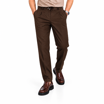 Pileli jogger pantolon-Kahve