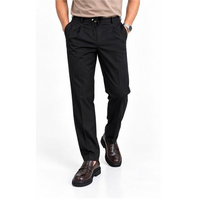 Pileli jogger pantolon-Siyah