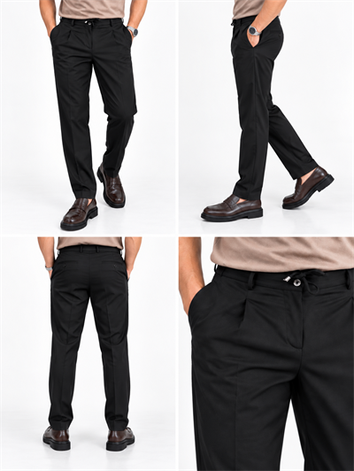 Pileli jogger pantolon-Siyah
