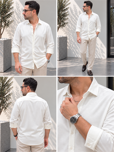 Premium Rayon Gömlek-Beyaz