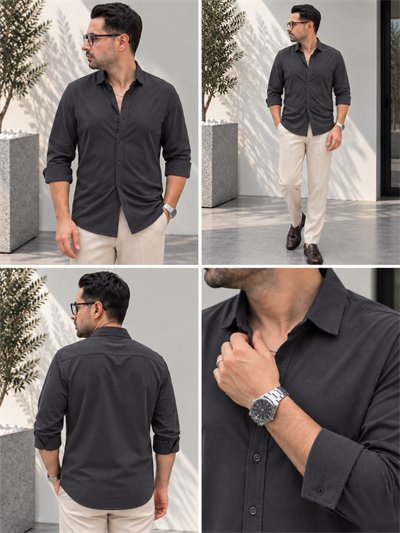 Premium Rayon Gömlek-Siyah