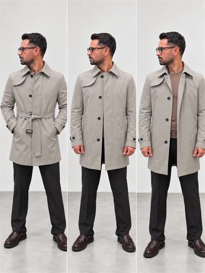 PREMİUM TRENCKOT-TAŞ RENGİ