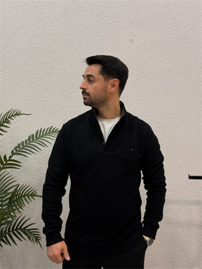 Siyah %100 Pamuk Selanik Kumaş Sweatshirt