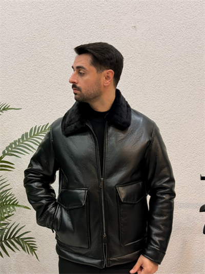 SİYAH PREMİUM KALIN KÜRKLÜ MONT ÇİFT FERMUARLI