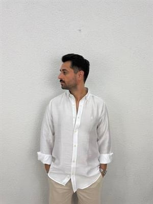 Tensel Kumaş Rahat Kesim Gömlek - Beyaz