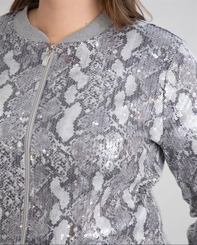 PUL PAYET GRİ LEOPAR DESENLİ HIRKA