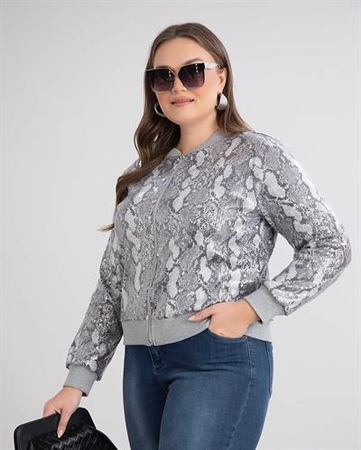 PUL PAYET GRİ LEOPAR DESENLİ HIRKA