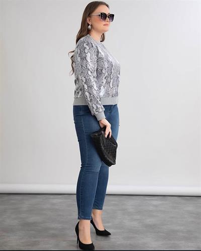 PUL PAYET GRİ LEOPAR DESENLİ HIRKA