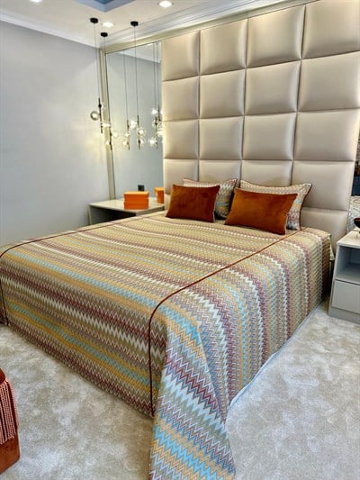 Missoni Model Turuncu Yatak Örtüsü