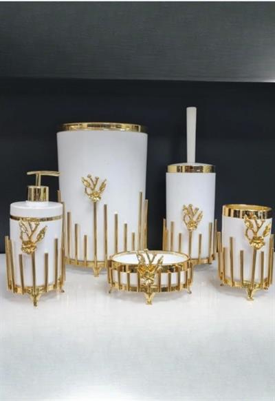 Akrilik Yüksek Kalite Metal Ayaklı Banyo Seti – Gold  Kromaj | Lüks ve Dayanıklı Tasarım