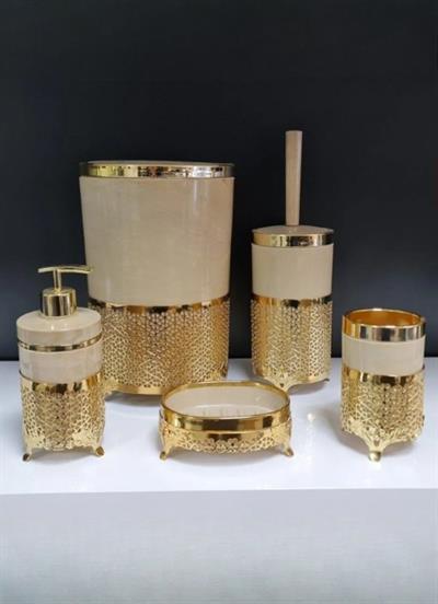Akrilik Yüksek Kalite Metal Ayaklı Banyo Seti – Gold & Gümüş Kromaj | Lüks ve Dayanıklı Tasarım