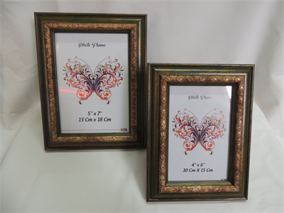 Camlı Dekoratif Resim Çerçevesi 2'li Takım – 13×18 cm & 10×15 cm | Yeşil-Gold | Ayarlanabilir Ayaklı