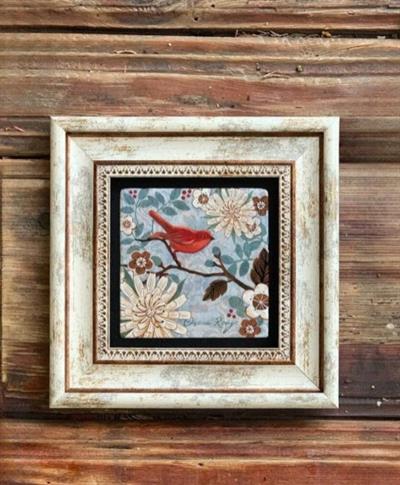 Doğal Taş Temalı Kuş Detaylı Dekoratif Duvar Tablosu 20x20 cm – Kompozit Çerçeveli | Özgürlük & Doğallık