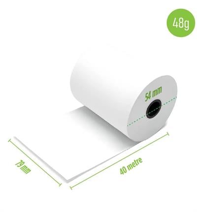 Kasa Yazıcı Rulosu 40 Metre – 79x54mm | Termal Kağıt, Net Baskı Kalitesi, Uzun Ömürlü ve Uyumlu