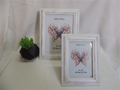 Resim Çerçeve 2'li Takım 15×21 & 10×15 cm – Beyaz Eskitme, Antik Gümüş & Altın