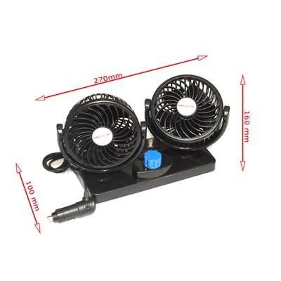 360 Derece Hareketli Çiftli Araç İçi Vantilatör 12V
