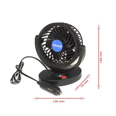 360 Derece Hareketli Tekli Araç İçi Vantilatör 12V