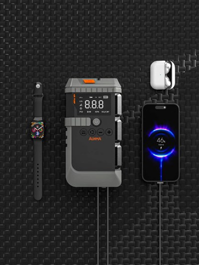 A7711 Akü Takviyeli Hava Kompresörü | 4ü 1 Arada Powerbank, Hava Kompresörü, LCD Ekran, 10.000mAh 150PSI