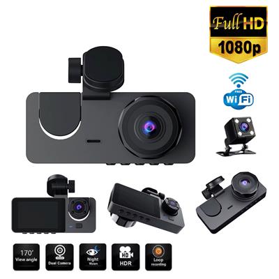 Araç İçi FullHD 3 Kameralı Y15 170° Derece Yol Takip, İç Mekan ve Arka Kamera Kayıt
