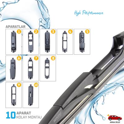 Arka Cam Sileceği 225mm 10 Aparatlı Universal Tüm Araçlara Uyumludur