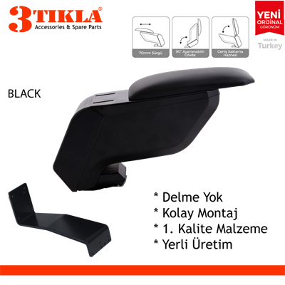 Dacia Dokker 2014 Delmesiz Çelik Ayaklı Siyah Kolçak Kol Dayama