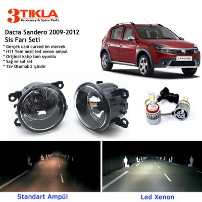 Dacia Sandero 2009-2012 Beyaz Led Xenon Sis Farı Seti
