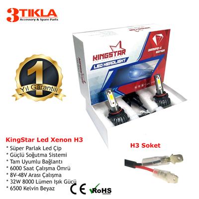 Diamond-X H3 Beyaz Led Xenon Şimşek Etkili Far Ampül 8000 Lümen