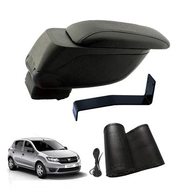 Eko Set Dacia Sandero Stepway 2008 Geniş Hacimli  Delmesiz Çelik Ayaklı  Kolçak ve Direksiyon Kılıfı