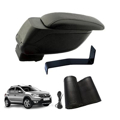 Eko Set Dacia Sandero Stepway 2013 Geniş Hacimli  Delmesiz Çelik Ayaklı  Kolçak ve Direksiyon Kılıfı