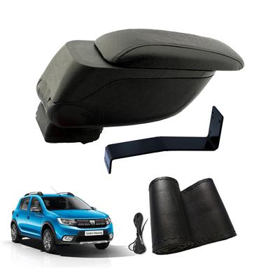 Eko Set Dacia Sandero Stepway 2017 Geniş Hacimli  Delmesiz Çelik Ayaklı  Kolçak ve Direksiyon Kılıfı